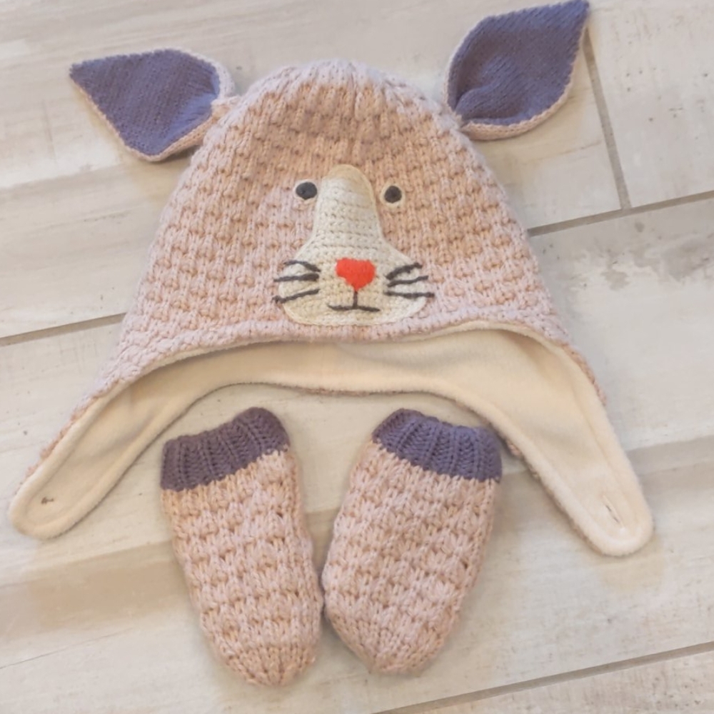 🐰Baby Boden bunny mitten and hat set